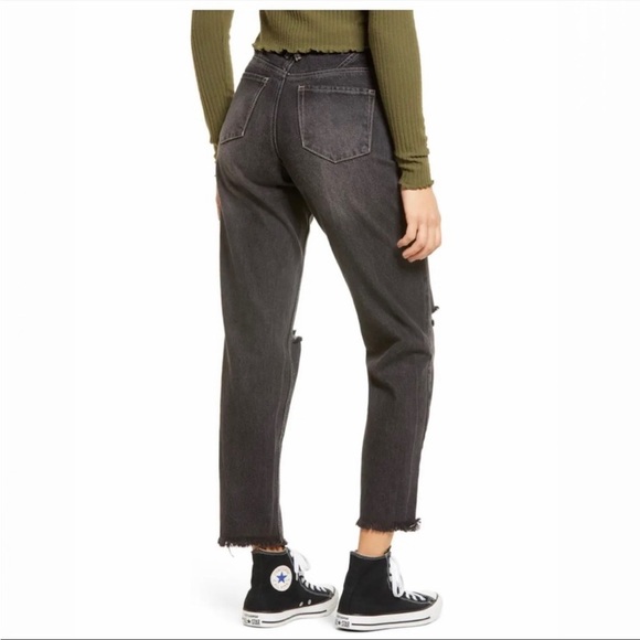 Nordstrom BP Womens High Rise Mom Jeans‎ Size 26 Black Ripped Cotton - Picture 2 of 10